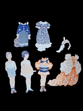​Vintage 1920s-30s Magazine Paper Dolls - Boy & Girl Sibling Set w/ Outfits